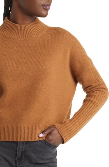 Wool Cashmere Aran Mock Turtleneck Sweater