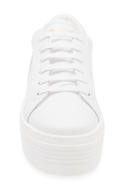 Valentino By Mario Valentino Serena Vlogo Sneaker In White Cream