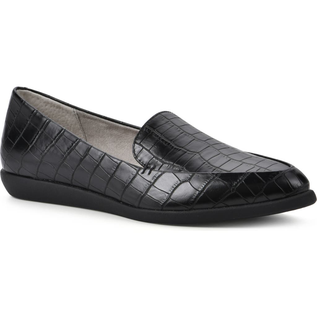 Cliffs By White Mountain Mint Pointed Toe Loafer In Black/print