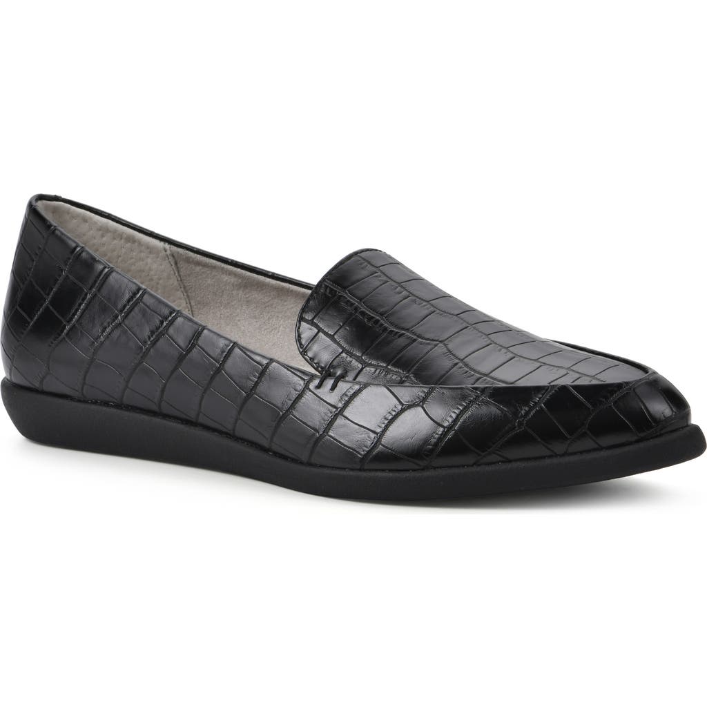 Cliffs By White Mountain Mint Pointed Toe Loafer In Black/print