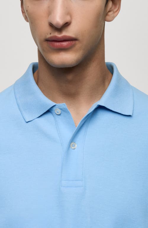 Shop Mango Relaxed Cotton Piqué Knit Polo In China Blue