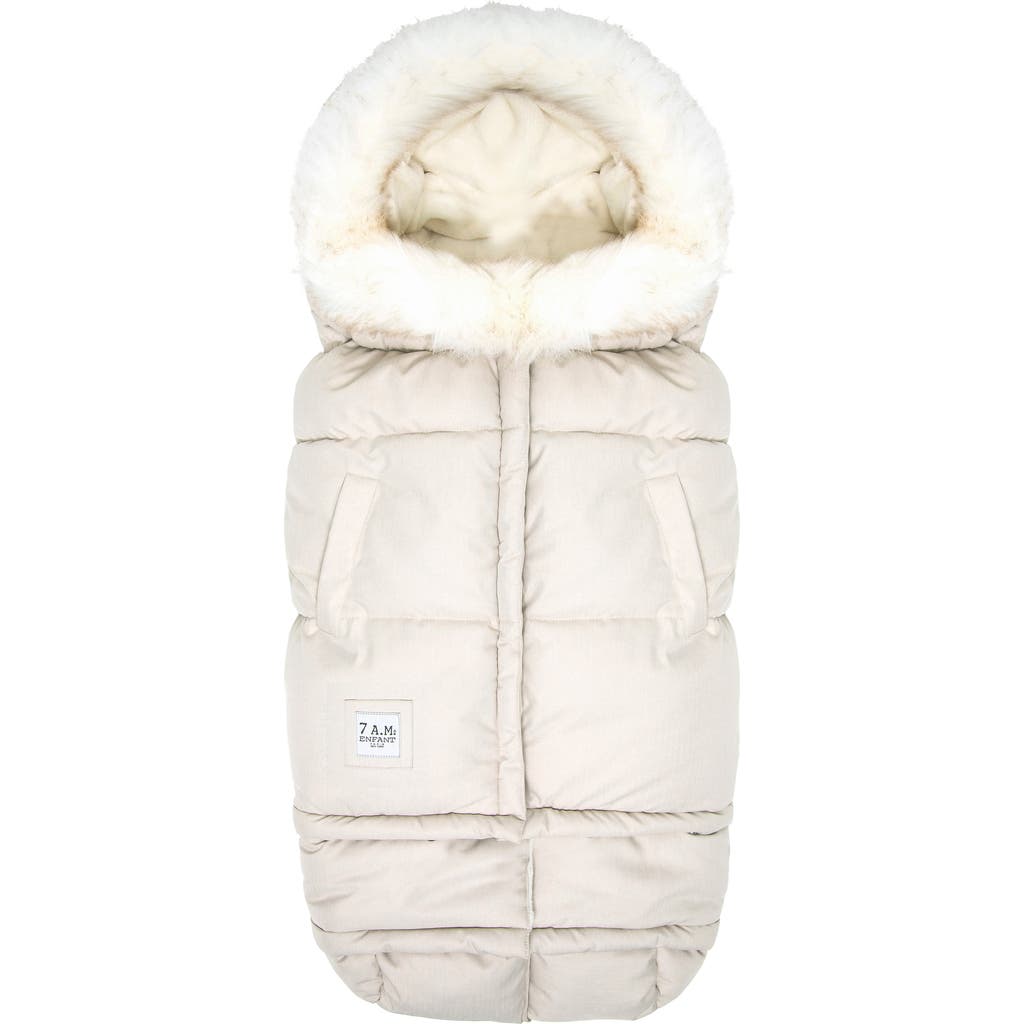 7 A.M. Enfant Blanket '212 evolution®' Extendable Stroller & Car Seat Footmuff with Faux Fur Trim in Beige Heather White Fur