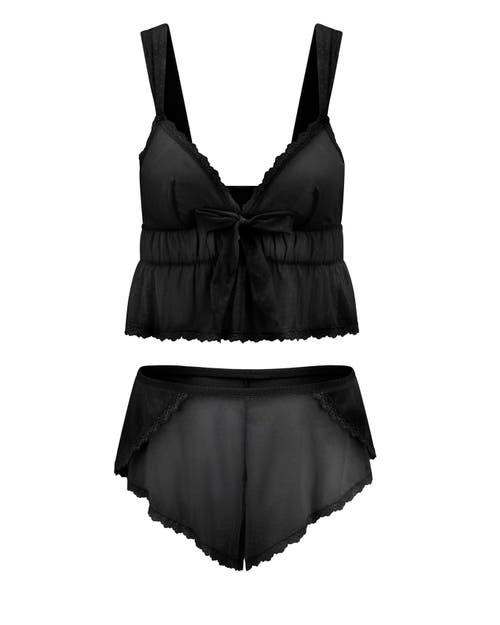 Shop Adore Me Betty Cami & Shorts Set Lingerie In Black