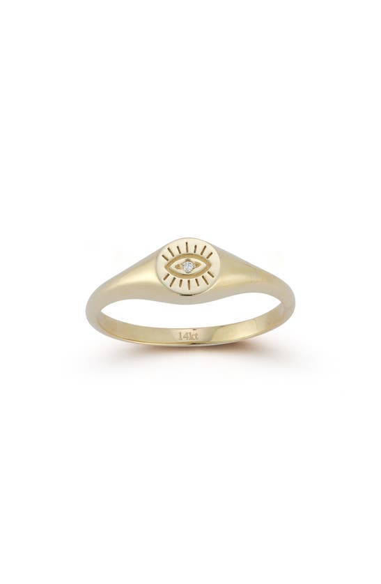 Ember Fine Jewelry Evil Eye Diamond Signet Ring In 14k Gold