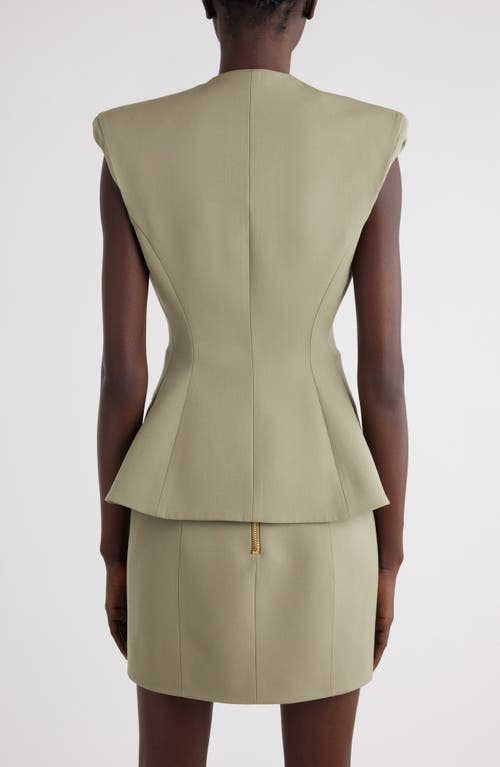 Shop Balmain Double Breasted Grain De Poudre Vest<br> In 7co Olive