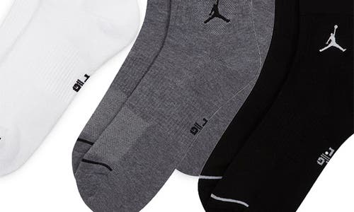 Shop Jordan Assorted Pack Of 3 Everyday Ankle Socks In White/grey/black