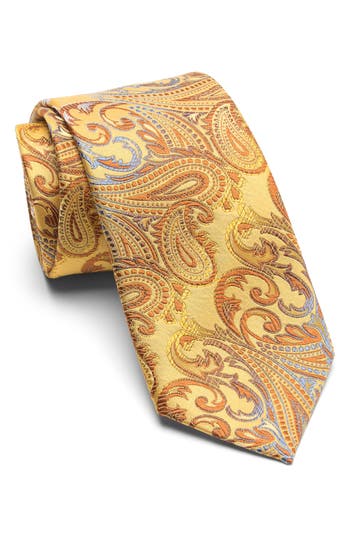 Duchamp Paisley Silk Tie In Gold
