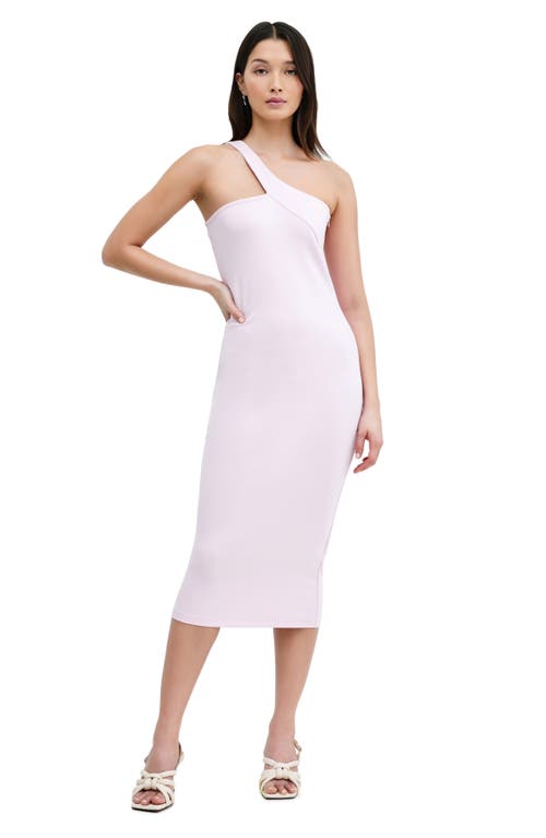 Shop Marcella Cameron One-shoulder Ponte Midi Dress In Mauve