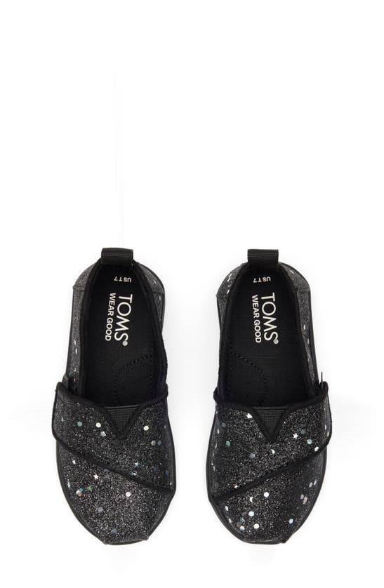 Toms Kids' Glitter Alpargata Slip-on Sneaker In Black