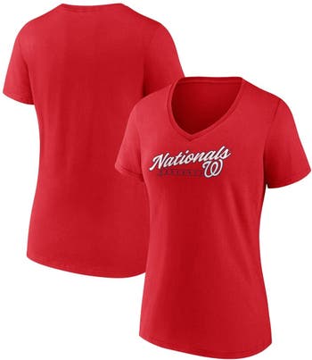 Women's Fanatics Branded Red Washington Nationals Ultimate Style Raglan V-Neck T-Shirt