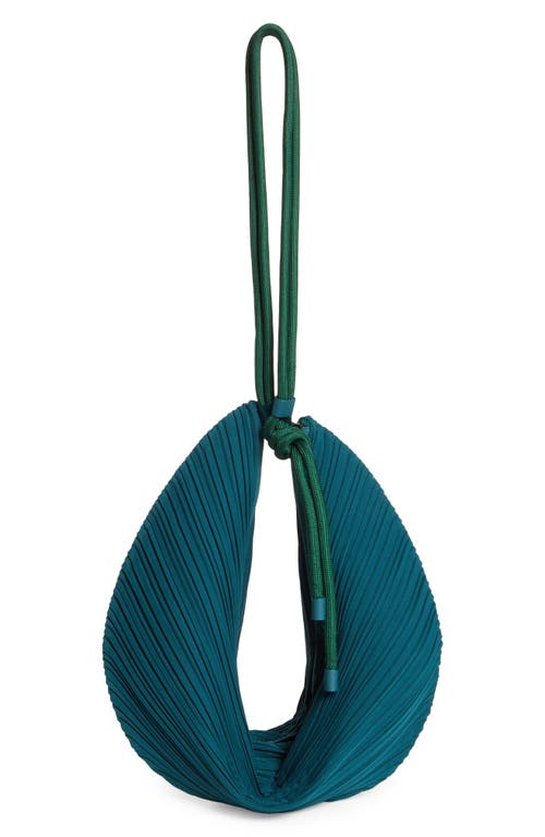Leaf Pleats Convertible Handbag in Dark Green