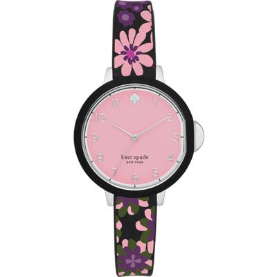 Kate Spade New York Park Row Floral Silicone Strap Watch,