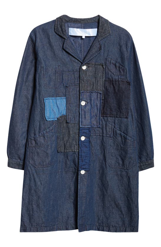 Shop Tao Comme Des Garçons Patchwork Cotton & Linen Denim Jacket In Indigo