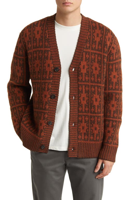 Les Deux Ezra Heavyweight Jacquard Cardigan In Brown