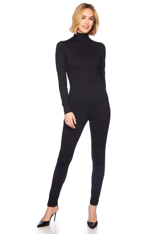 Shop Susana Monaco Mock Neck Long Sleeve Jumpsuit In Black