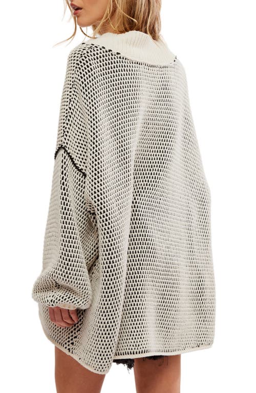 Shop Free People Maisie Oversize Sweater In Ivory Black Combo