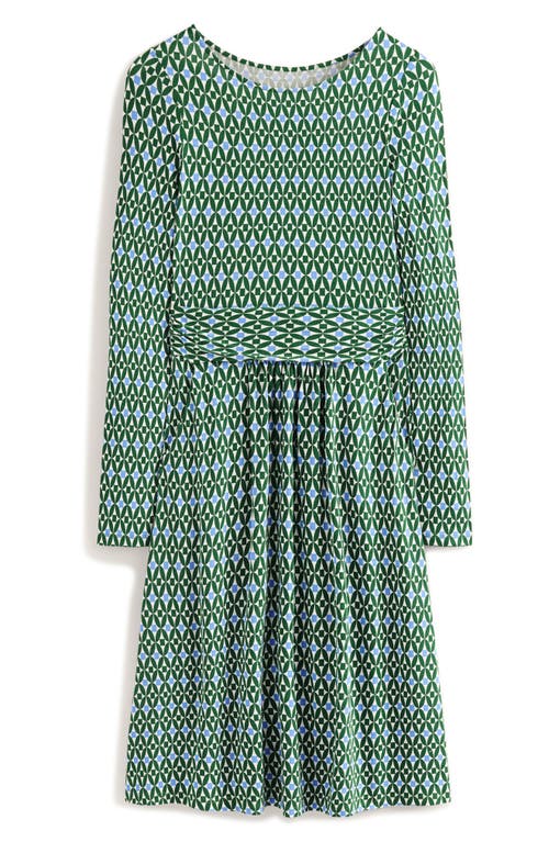 Shop Boden Amelie Long Sleeve Dress In Pine Diamond Trellis