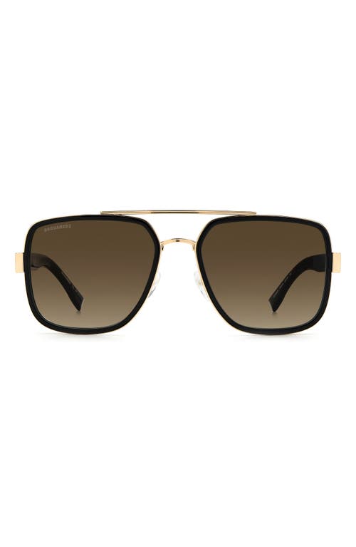 Dsquared2 58mm Gradient Square Sunglasses in Gold Black at Nordstrom