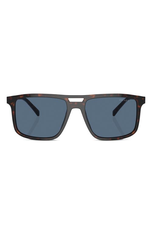 Shop Prada 58mm Rectangular Sunglasses In Brown/dark Blue