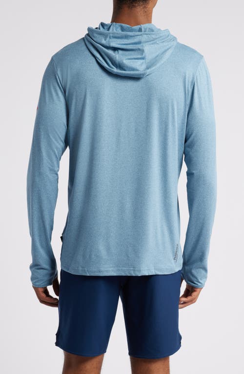 Shop Florence Sun Pro Adapt Long Sleeve Hooded Performance Top In Heather Steel Blue