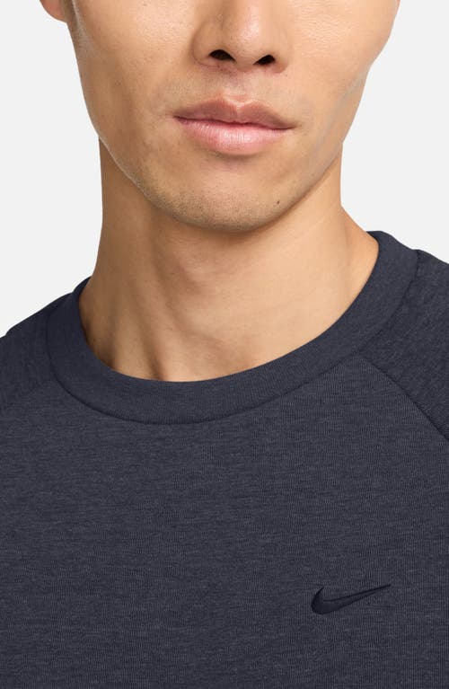 Nike Men's Primary Fleece Dri-fit Uv Performance Crew In Obsidian/heather