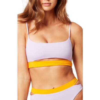 L Space Kelli Colorblock Bikini Top, Purple