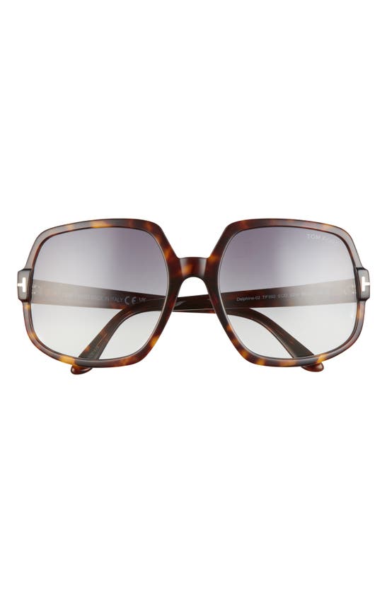 Tom Ford Delphine 60mm Gradient Sunglasses In Dark Havana / Blue