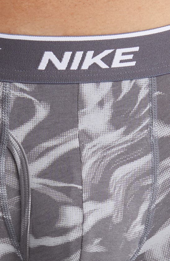 Shop Nike Dri-fit Essential Assorted 3-pack Stretch Cotton Boxer Briefs In Digital Smoke