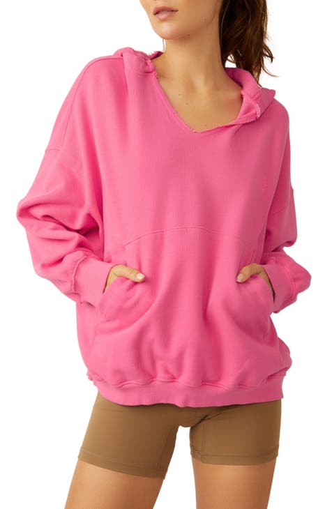 Women's Pink Oversized Sweatshirts & Hoodies