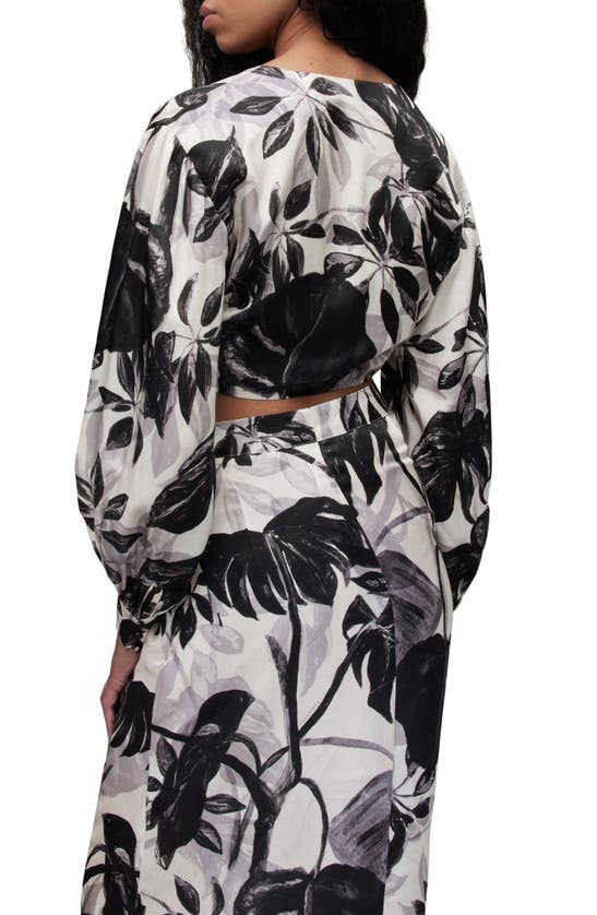 Allsaints Carlie Jackie Floral Cropped Blouse In Ecru White