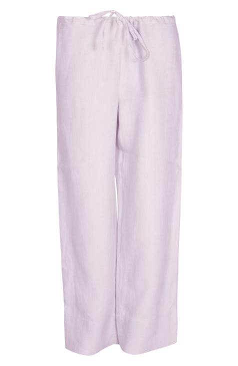 Purple low waisted pleated cuffed stretch Cigarette Pants