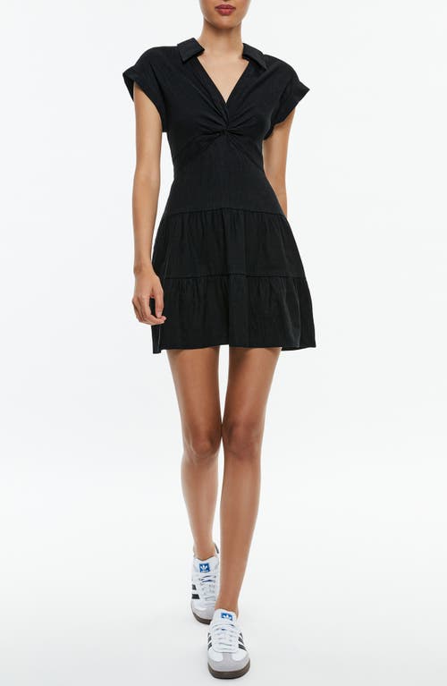 Shop Alice And Olivia Alice + Olivia Mila Center Twist Linen Blend Minidress In Black