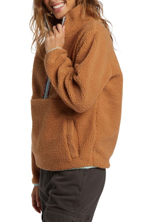 Shop Billabong Horizon High Pile Fleece Half Zip Sweatshirt In Sandalwood