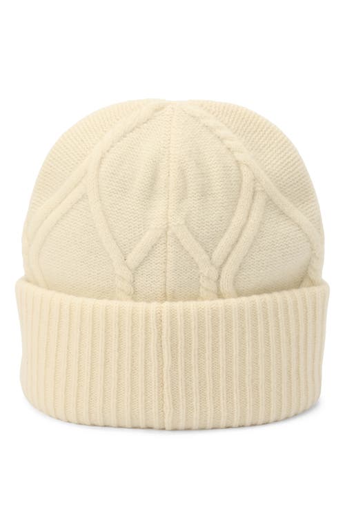 Shop Allsaints Brushed Wool Cable Beanie In Chalk