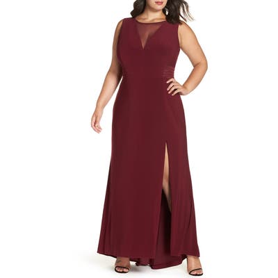 Plus Size Morgan & Co. Power Mesh Illusion Knit Dress, Red