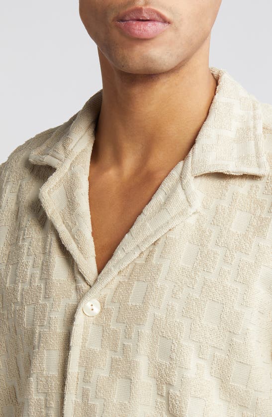 Shop Oas Beige Machu Terry Cloth Camp Shirt