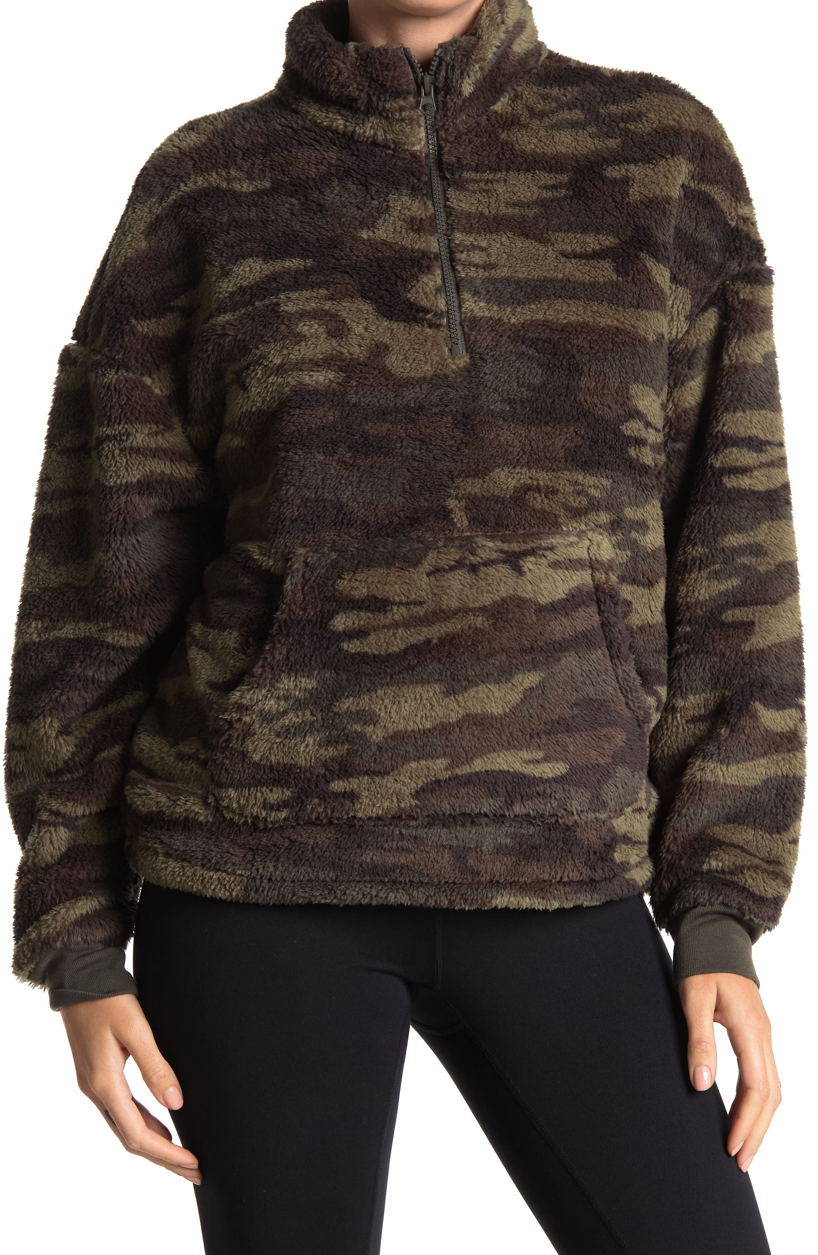 shearling half zip pullover