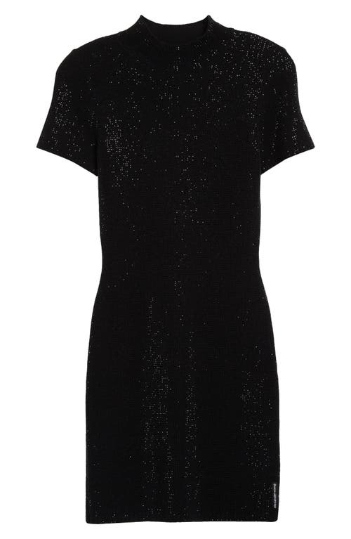 Shop Alexander Wang Hotfix Crystal Wool Blend Body-con Sweater Dress In Black