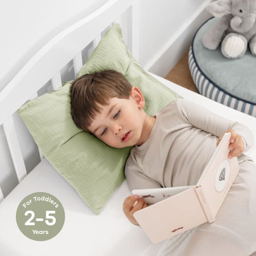 Comfy Cubs Toddler Pillow With Soft Muslin Pillowcase, Pack Of 2 In Sage