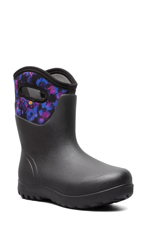 Neo Classic Petals Mid Waterproof Insulated Rain Boot in Black Multi