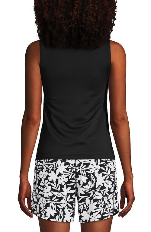 Lands' End High Neck Upf 50 Modest Tankini Top Swimsuit In Black
