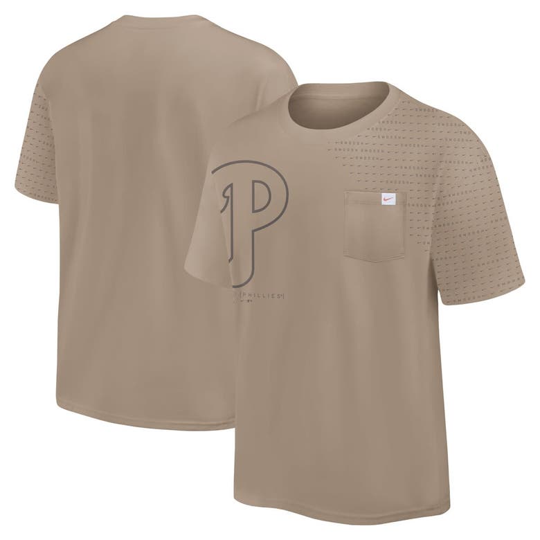 Shop Nike Khaki Philadelphia Phillies Statement Max90 Pocket T-shirt