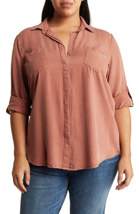 Riley Long Sleeve Tencel® Lyocell Button-Up Shirt (Plus)