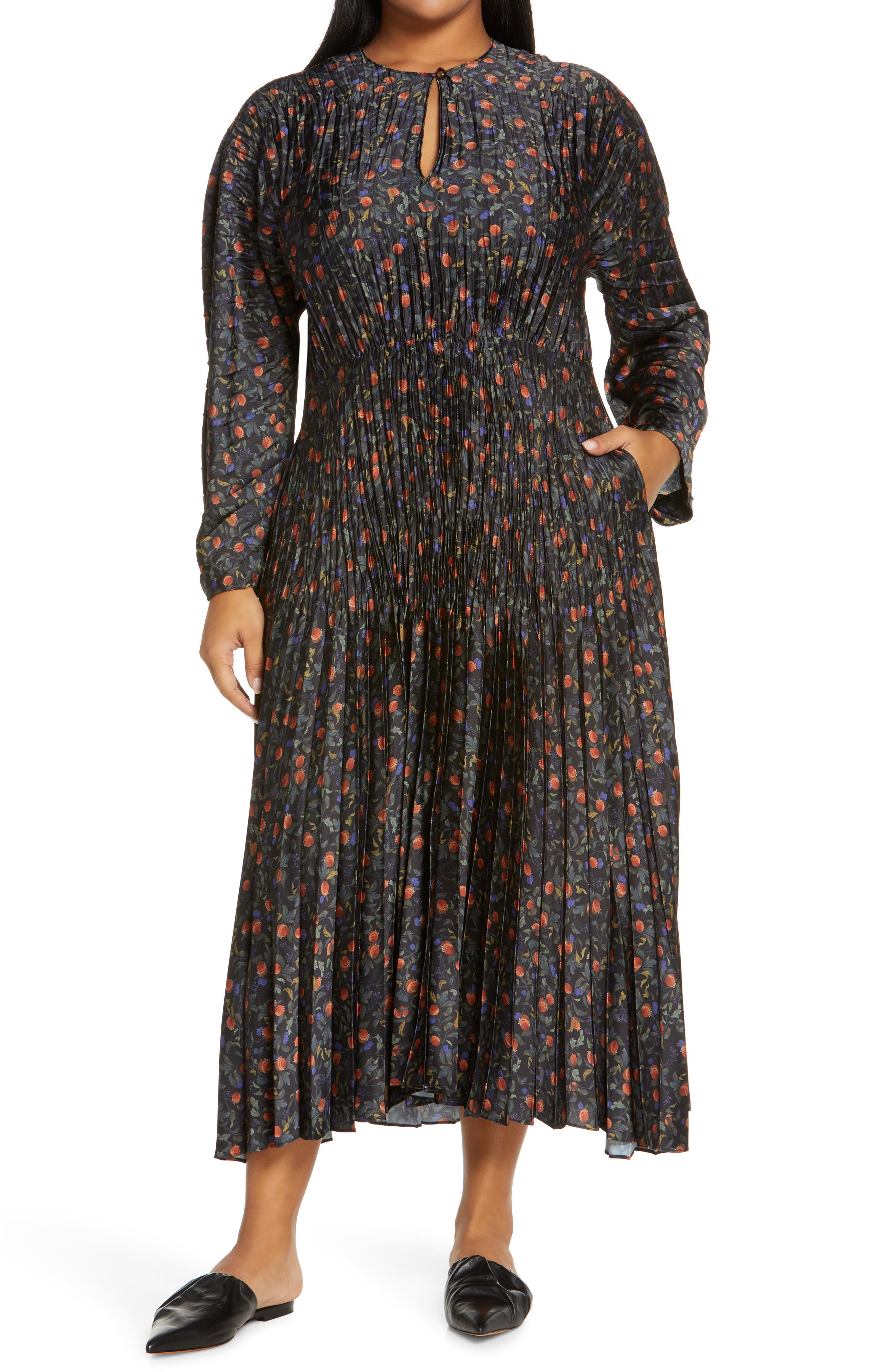 vince pleated maxi dress