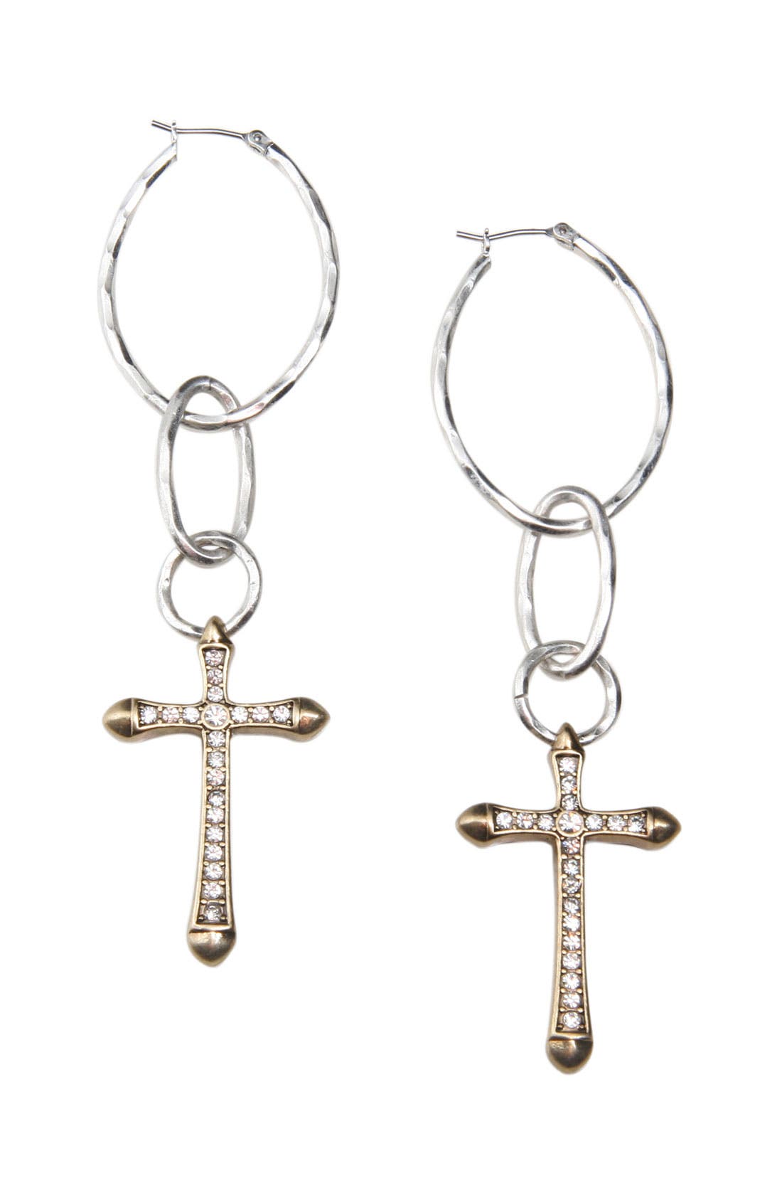 Lucky Brand Hammered Hoop Cross Earrings Nordstrom