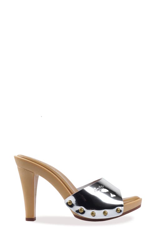 Shop Candies Candie's Antonella Slide Sandal In Silver Metallic Leather