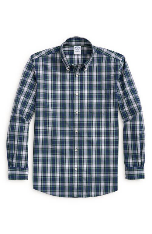 Brooks Brothers Regent Fit Plaid Button-Down Shirt in Blue/White Multi at Nordstrom, Size Small