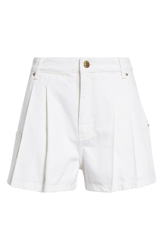 Shop Eenk Pleated Denim Shorts In White