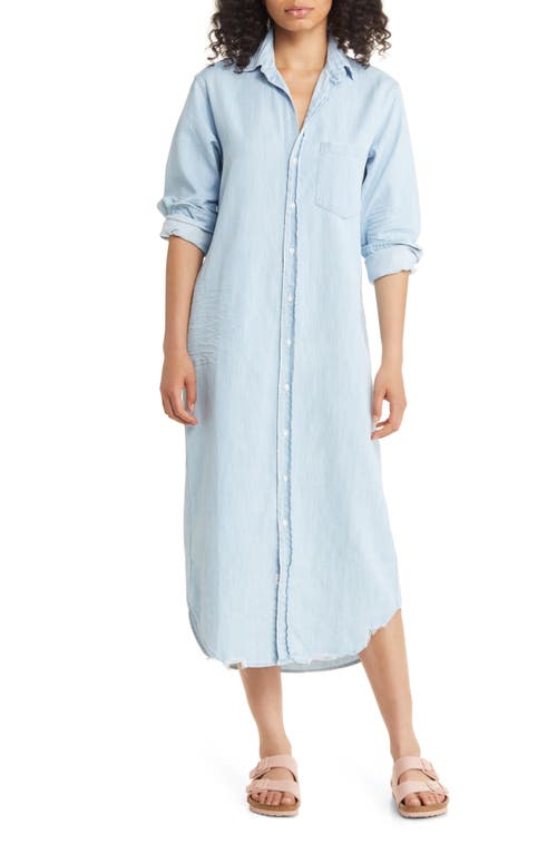 Rory Long Sleeve Cotton Shirtdress in Classic Blue Tattered Wash