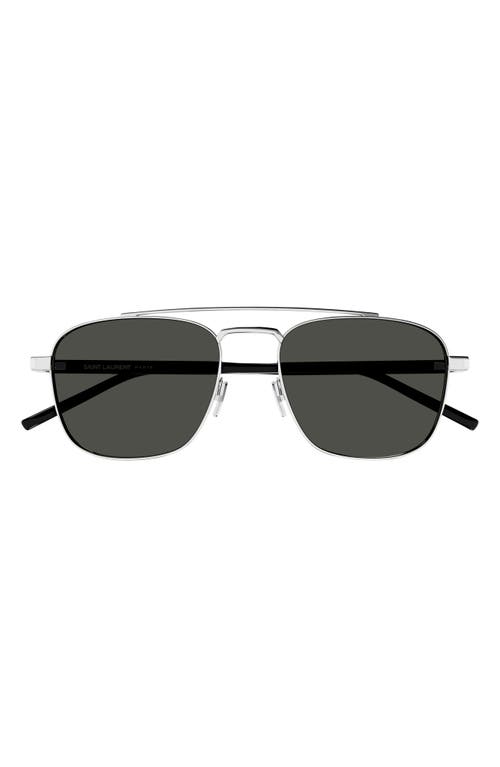 Saint Laurent 56mm Aviator Sunglasses in Silver at Nordstrom